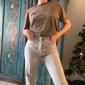 Vintage No! Jeans Absolutely Blue high waist pin stripes blue grey straight leg